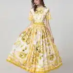 Vestido largo elegante con flores (sin espalda, con cinturón)