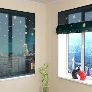 Estor Enrollable Personalizado para Ventana Gato en el Tejado | Estor Tipo Paquete a Medida