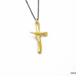 Collar Cruz de Rama de Olivo en Oro | Colgante Simbolo de Paz y Proteccion