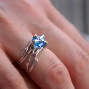 Anillo de Compromiso Rama de Jazmin con Zirconia Natural | Plata de Ley Hecha a Mano y Eco-Friendly