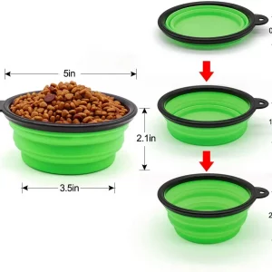 5" Portable and Foldable Small Dog Bowl-Green set of 5