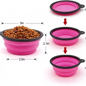 5" Portable and Foldable Small Dog Bowl-Purple set of 5