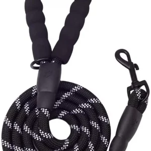 5 FT Thick Highly Reflective Dog Leash- Black