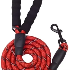 5 FT Thick Highly Reflective Dog Leash-Red