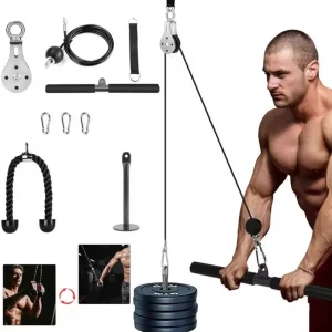 Kit de Poleas para Gimnasio con Accesorios | Entrenamiento de Biceps, Triceps y Espalda