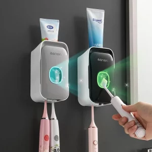 Dispensador automático de pasta de dientes para baño, exprimidor de pasta de dientes montado en la pared, soporte sin perforacio
