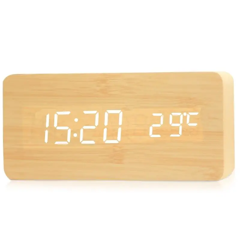 Reloj despertador digital de madera con temperatura - Imagen 10