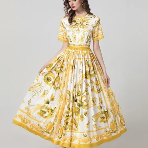 Vestido largo elegante con flores (sin espalda, con cinturón)