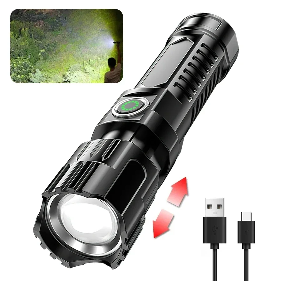 Linterna LED táctica recargable (2000LM, zoom, USB) - Imagen 8