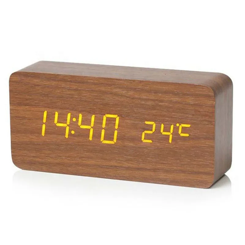 Reloj despertador digital de madera con temperatura - Imagen 8