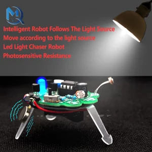 Robot que sigue la luz – Mini robot LED con sensor fotosensible, juguete DIY educativo